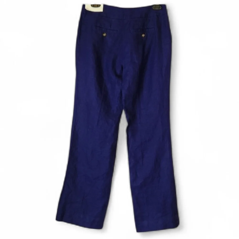 LOFT 100% Linen Women's Julie Trouser Royal Blue, Size 2P - Picture 10 of 10